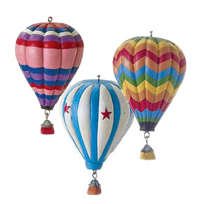 Set of 3 Polyresin Hot Air Balloon Ornaments