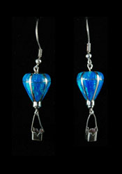 3-D Sterling Silver & Blue Opal Earrings