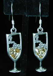 Sterling Silver with Crystal Champagne Glass Earrings