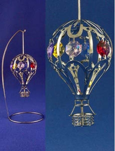 Chrome Plated Hot Air Balloon  Hanging Ornament with Stand