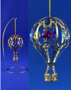 24k Gold Plated Hot Air Balloon Hanging Ornament With Stand