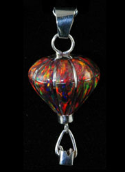 3-D Sterling Silver & Red Opal Pendant