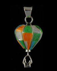 3-D Sterling Silver & Stone Inlaid Pendant